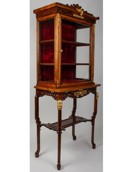 A Vitrine-cabinet-on-stand attributed to Gabriel Viardot.  19th century.