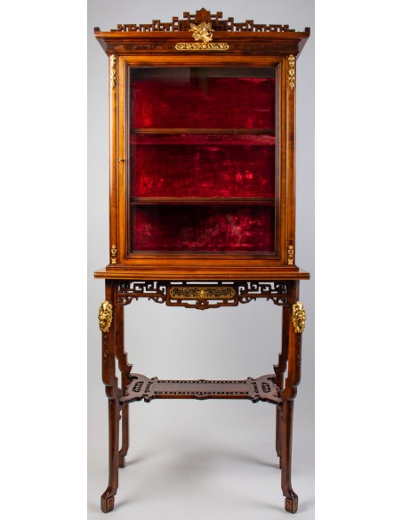 A Vitrine-cabinet-on-stand attributed to Gabriel Viardot.  19th century.