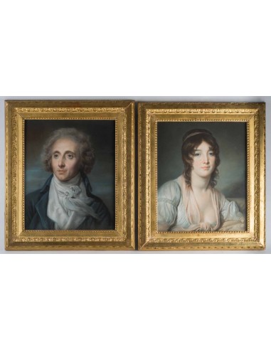 A Pair of portraits.  19th century.