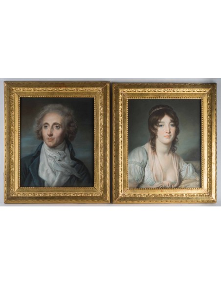 A Pair of portraits.  19th century.