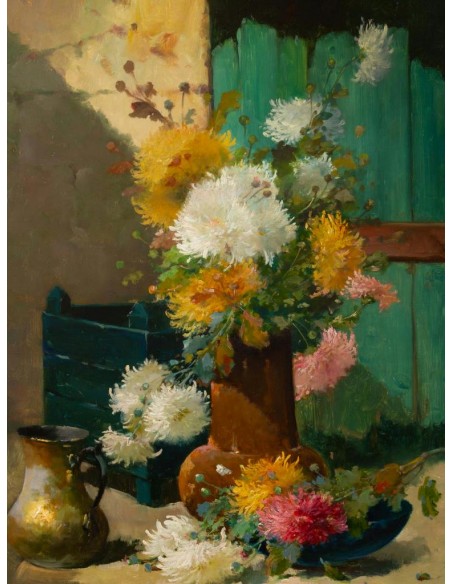 Emile Godchaux (1860 - 1938): Chrysanthemums.