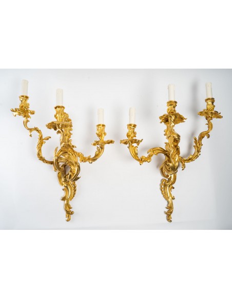 A Pair of Wall-lights in Louis XV style.  19th century.