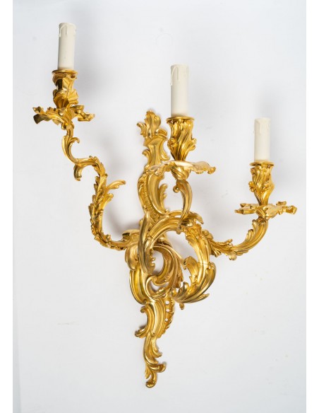 A Pair of Wall-lights in Louis XV style.  19th century.