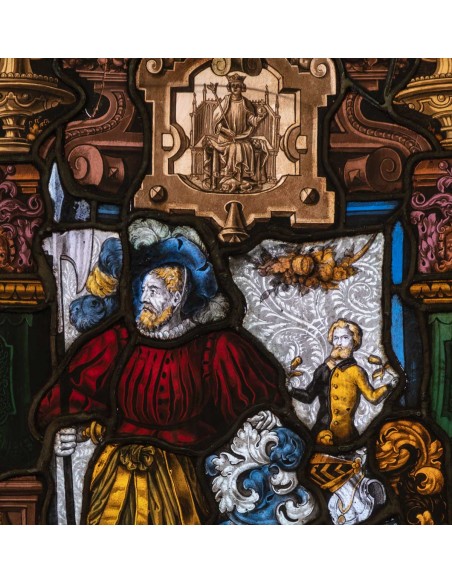 Stained Glass Panel.  19th century.