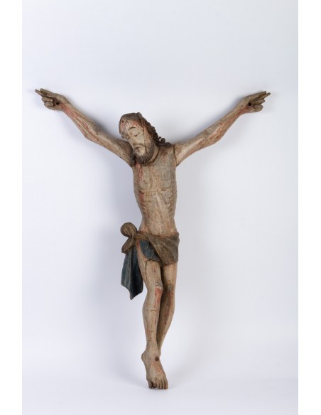 Christ en bois polychrome. XVIIIème siècle.