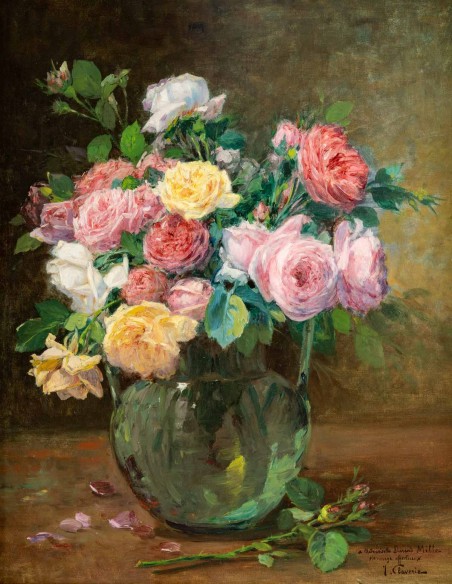 Justin Julles Claverie (1859 - 1932): A Bouquet of roses.