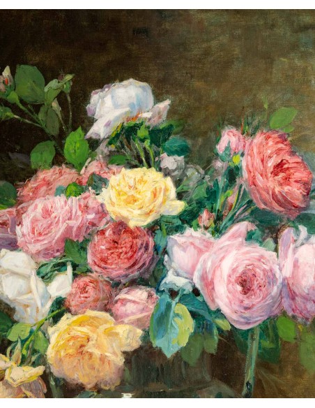 Justin Jules Claverie (1859 - 1932) : Bouquet de roses.