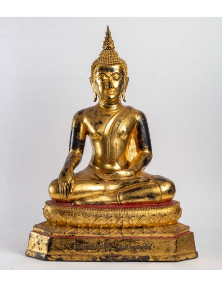 A gilt lacquered bronze Buddha.  19th century.