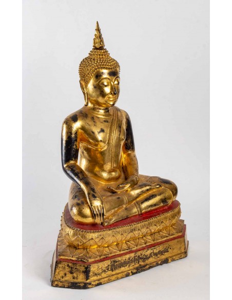 A gilt lacquered bronze Buddha.  19th century.