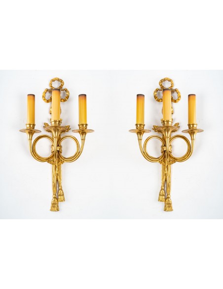 A Pair of Wall Lights in Louis XVI Style.  20th century.