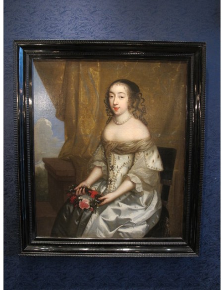Charles Beaubrun (1604 - 1694): Portrait d'Henriette d'Angleterre, duchesse d'Orléans. XVIIème siècle.