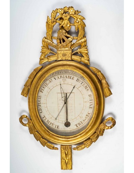 Baromètre - thermomètre d'époque Louis XVI (1774 - 1793).  XVIIIème siècle.