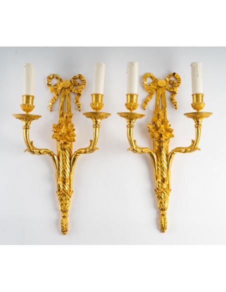 A Pair of Wall - Lights in Louis XVI Style.  19th century.