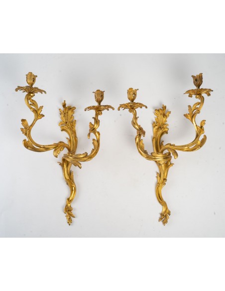 A Pair of Wall - Lights in Louis XV Style.  19th century.