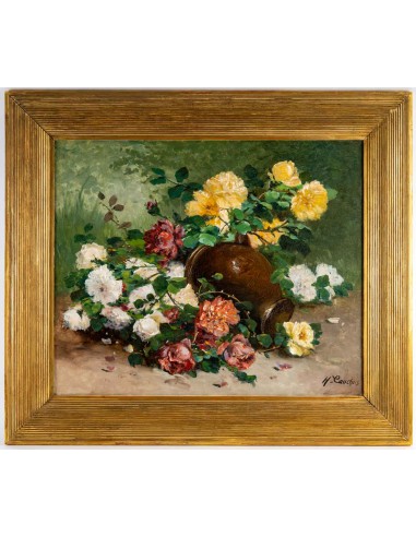 Henri Cauchois : Bouquet de roses au...