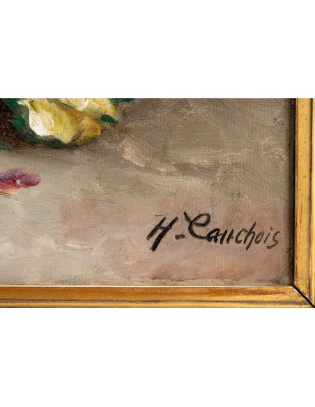 Henri Cauchois : Bouquet de roses au pichet.