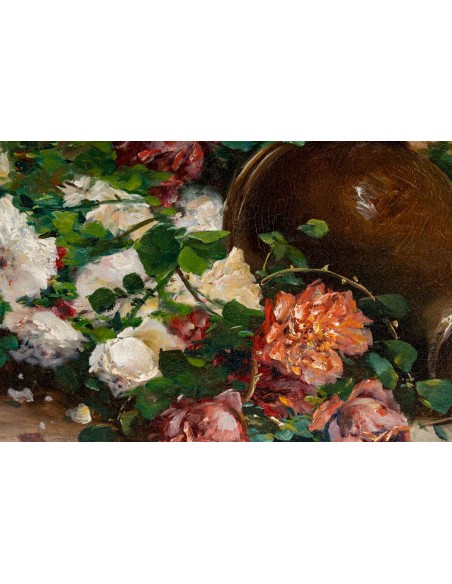 Henri Cauchois : Bouquet de roses au pichet.