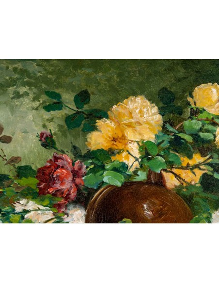 Henri Cauchois : Bouquet de roses au pichet.