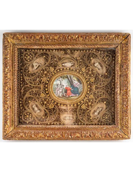 Paperole reliquary.  17th century.