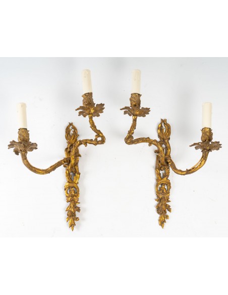 A Pair of Napoleon III Period (1851 - 1870) Wall - Lights in Régence Style.  19th century.