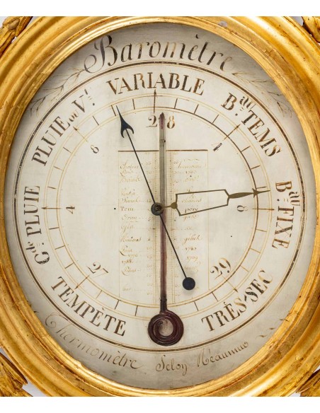 Baromètre - thermomètre d'époque Louis XVI (1774 - 1793).  XVIIIème siècle.