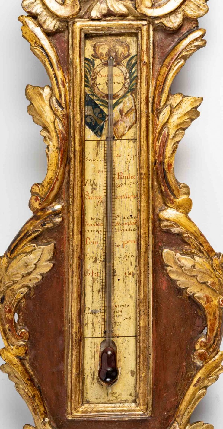 Baromètre-thermomètre d'époque Louis XV de style rocaille