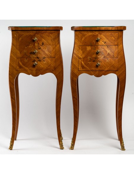 A Pair of Bedside Tables in Louis XV Style.