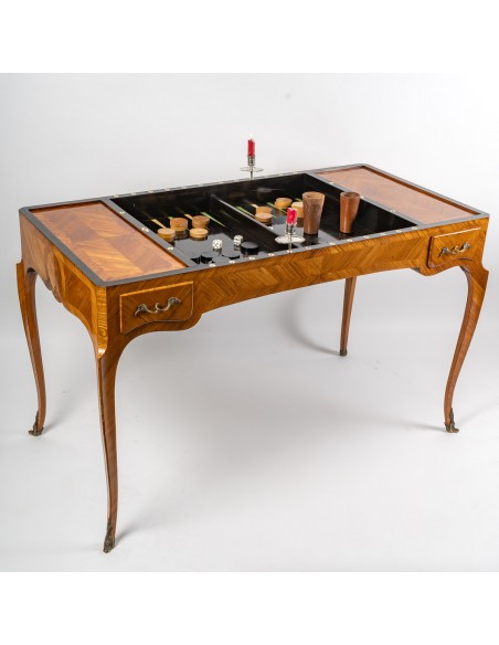 A Tric-Trac Game Table in Louis XV Style.  19th century.