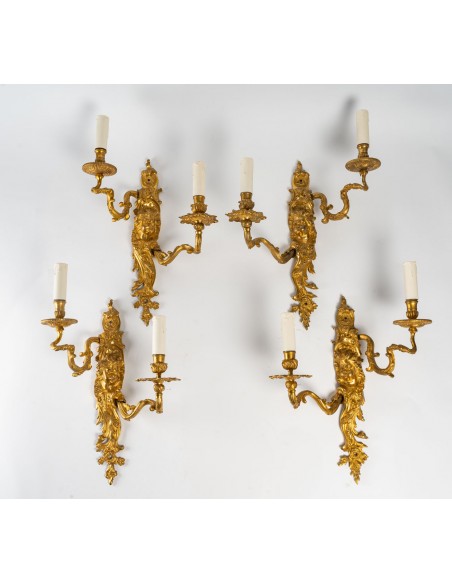 A Suite of Four Wall - Lights in Régence Style.  19th century.