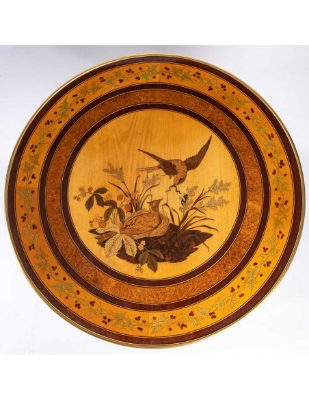 A Marquetry Gueridon Table.  19th century.