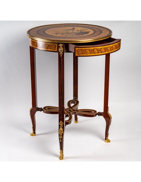 A Marquetry Gueridon Table.  19th century.