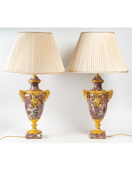 A Napoleon III Period (1851 - 1870) Pair of Cassolettes Lamps.  19th century.