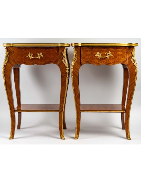 A Pair of Bedside Tables in Louis XV Style.  20th century.