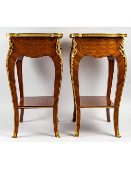 A Pair of Bedside Tables in Louis XV Style.  20th century.