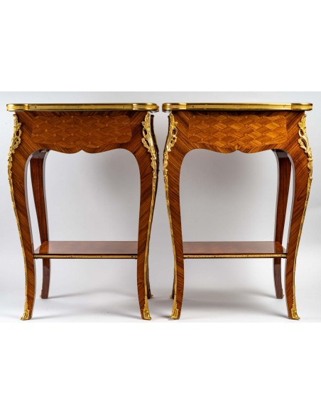 A Pair of Bedside Tables in Louis XV Style.  20th century.