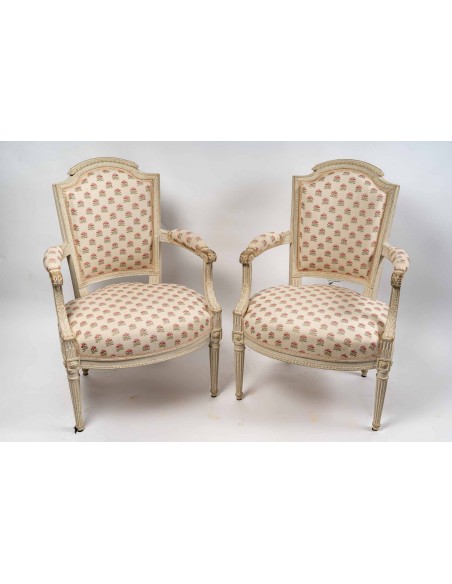 A Pair of Louis XVI Period (1774 - 1793) Armchairs. 18th century.