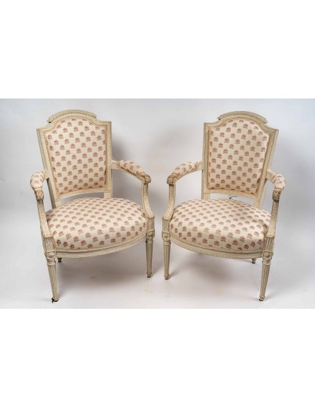 A Pair of Louis XVI Period (1774 - 1793) Armchairs. 18th century.