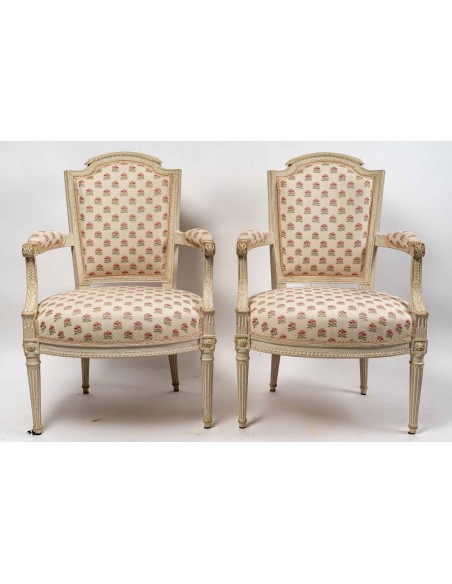 A Pair of Louis XVI Period (1774 - 1793) Armchairs. 18th century.