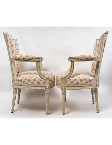 A Pair of Louis XVI Period (1774 - 1793) Armchairs. 18th century.