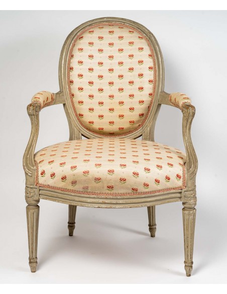 A Suite of Four Transition Period Armchairs.  18th century.