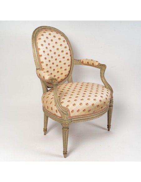 A Suite of Four Transition Period Armchairs.  18th century.