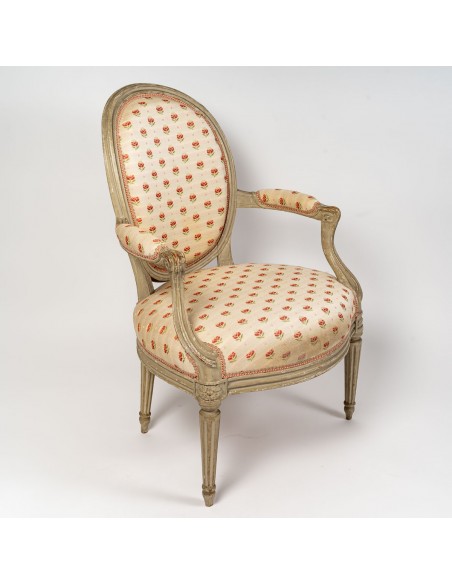 Suite de quatre fauteuils d'époque Transition.  XVIIIe siècle.