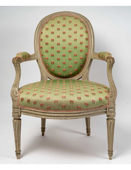 Suite de quatre fauteuils d'époque Transition.  XVIIIe siècle.