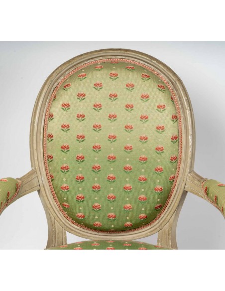 Suite de quatre fauteuils d'époque Transition.  XVIIIe siècle.