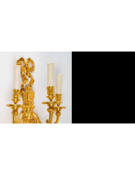 A Pair of Important Wall-Lights in Louis XVI Style.  19th century.