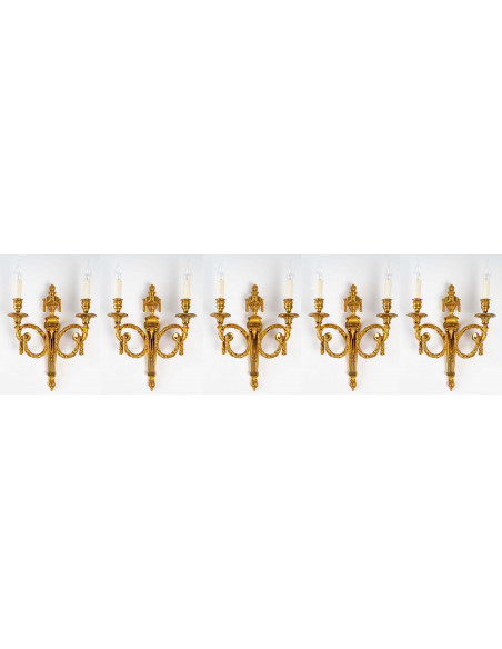 A Suite of Five Wall - Lights in Louis XVI Style.