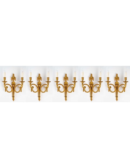 A Suite of Five Wall - Lights in Louis XVI Style.
