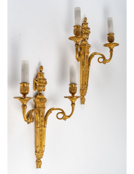 A Pair of Wall-Lights in Louis XVI Style.  19th century.