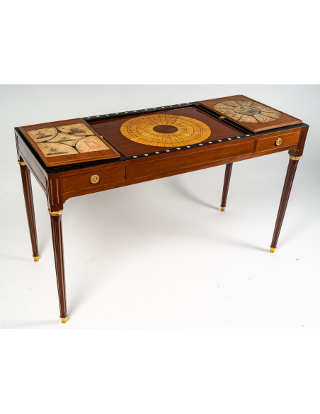 Table de jeux tric-trac d'époque Louis XVI (1774 - 1793).  XVIIIe siècle.