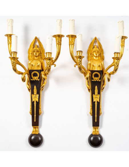 A Pair of Wall - Lights in 1st Empire Style.  19th century.